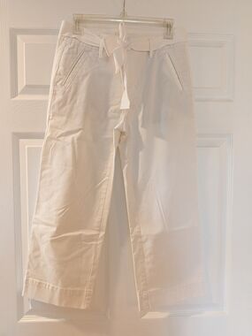 LOFT White Tie-Waist Chino Pants